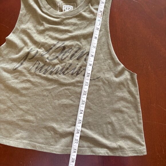 Born Primitive Cropped Muscle Tank Top Heather Olive Graphic Logo Size Medium - Picture 9 of 9